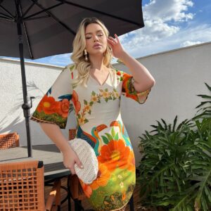 Vestido Curto Jardim de Marfim